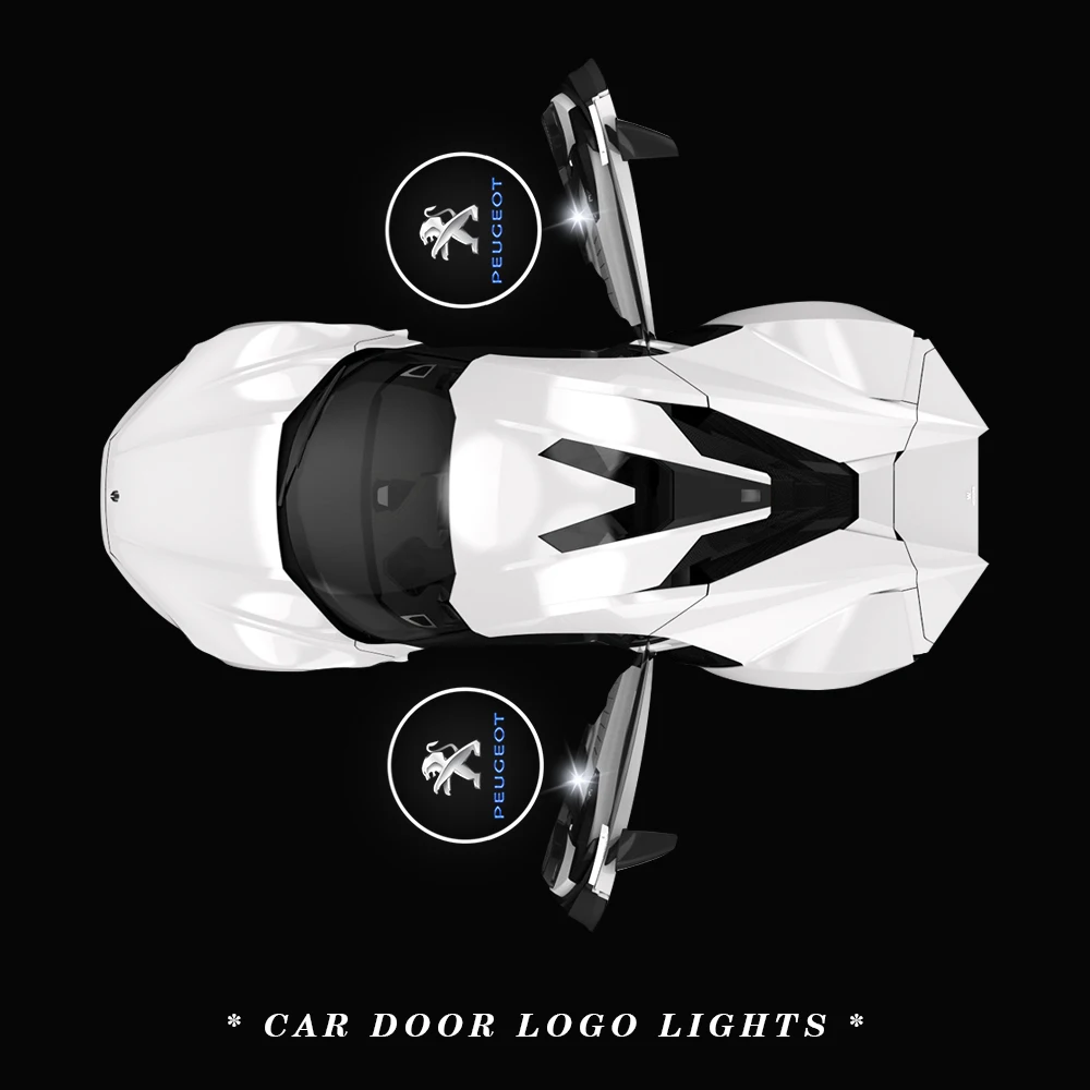 2PCS Car HD Door Welcome Light Wireless Led Projector Lamps For Peugeot 3008 5008 208 407 406 4008 206 308 307 301 207 2008 508