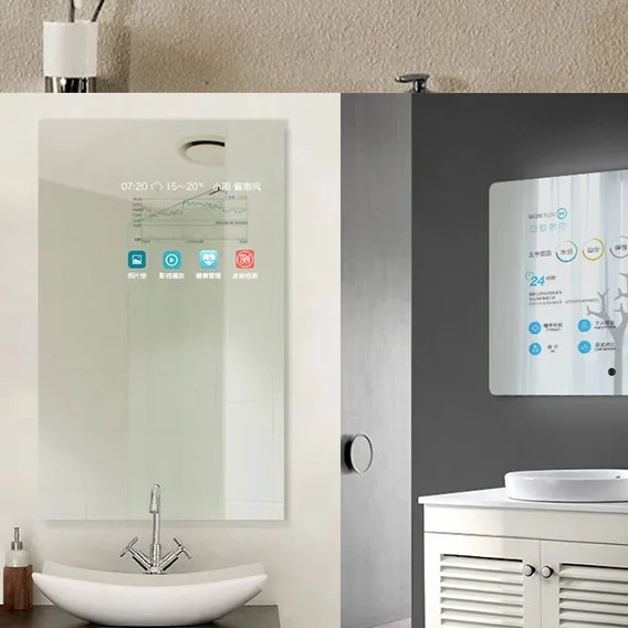 THLEE Smart 17/19/21.5-Inch Bathroom Anti-Fog LED Light Magic Mirror With Remote Control For Advertising Display In Elevators