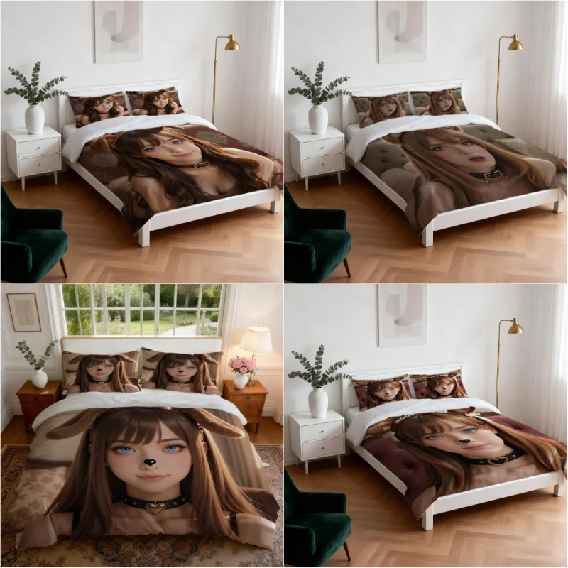 Ensemble de housse de couette imprimée Euphoria Season 3 Woof Woof, sans rembourrage, en microfibre douce, pour chambre d'adolescent