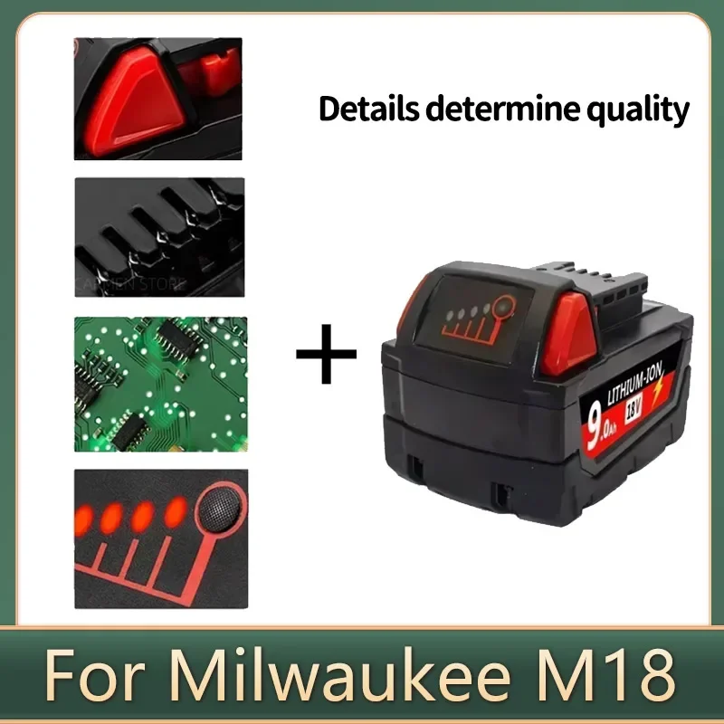 18V 12.0Ah Replacement for Milwaukee M18 XC Lithium Battery 48-11-1860 48-11-1850 48-11-1840 48-11-1820 Rechargeable Batteries