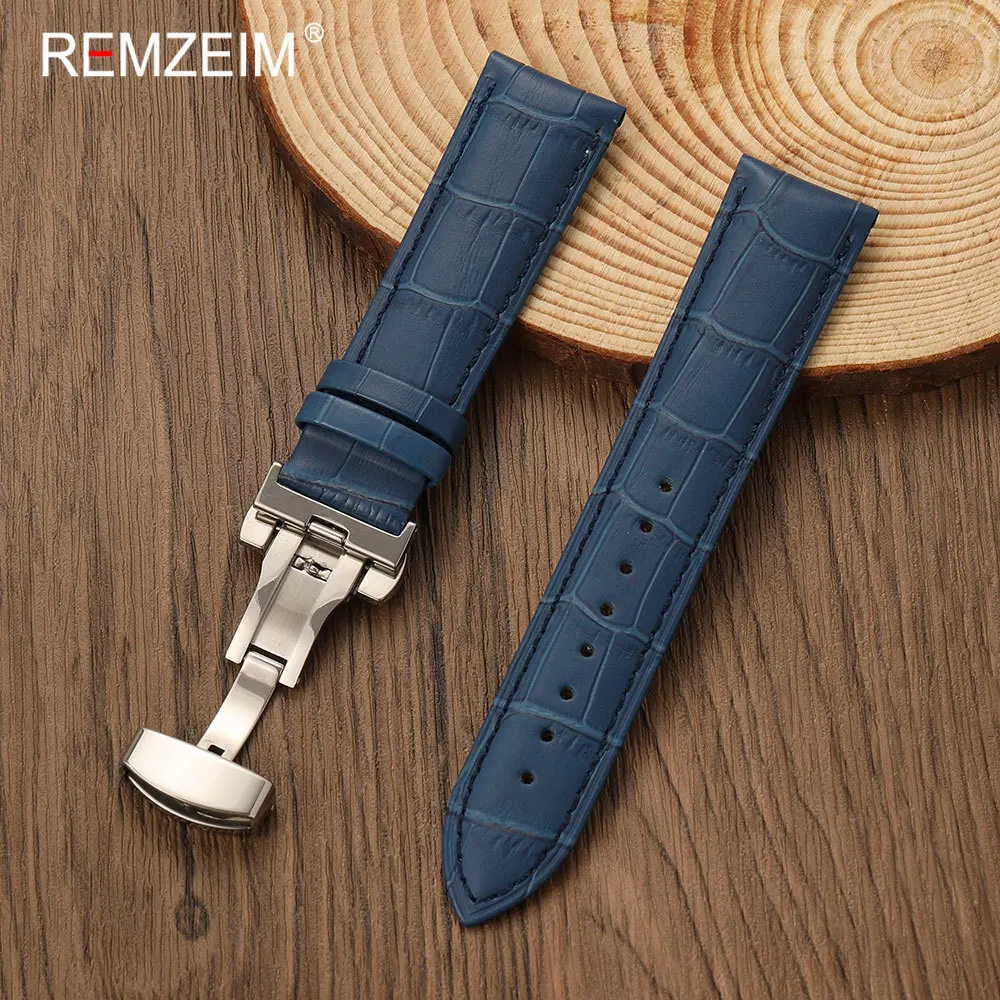 Schmetterlingsverschluss Bambusmuster Lässiges Leder-Uhrenarmband 18mm 20mm 22mm Ersatz-Uhrenarmband Universelles Armbanduhrenband