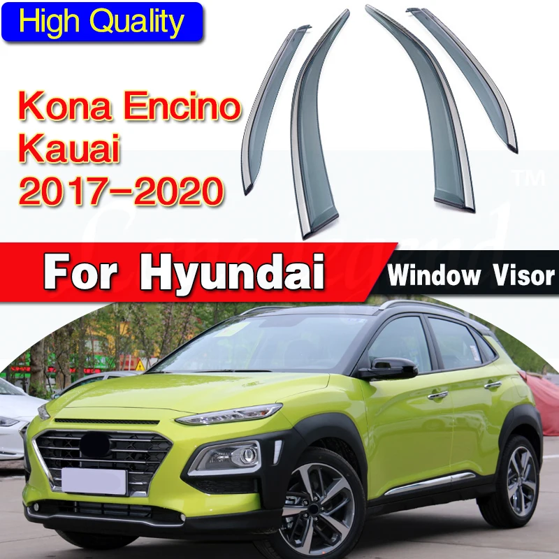 Дефлекторы боковых окон для Hyundai Kona Encino Kauai 2017 2018 2019 2020, оконный козырек, автомобильный ветрозащитный козырек от солнца и дождя, 4 шт.