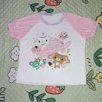 Women Y2K Korean Japanese Kawaii Crop Tops Cartoon Print Lolita Short Sleeve T-shirts Aesthetic Tee 2000s Fairy Grunge Clothes