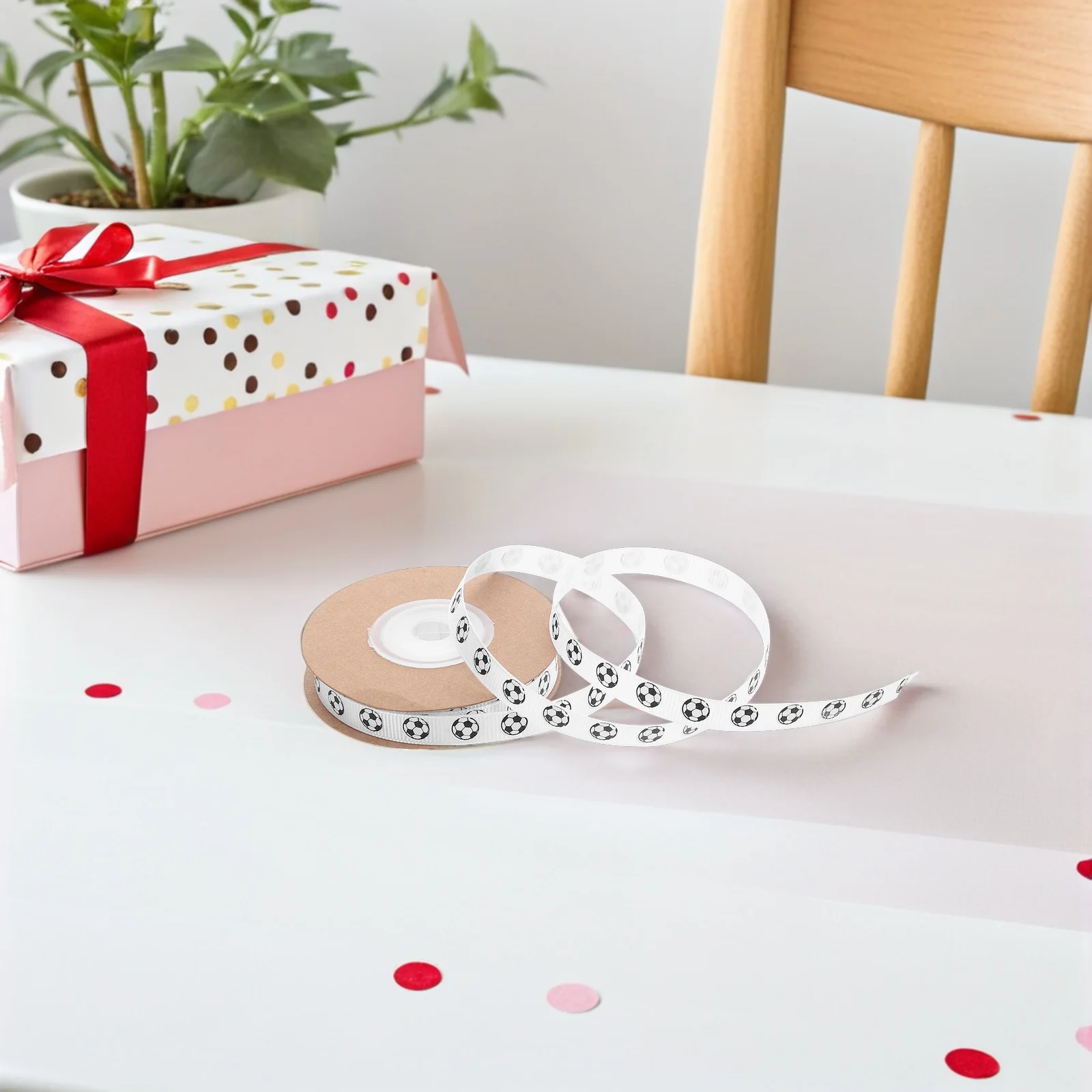 

3 Roll Football Packaging Ribbon Home Theme Party Decoration Soccer Ribbons Wired Hair Accessories