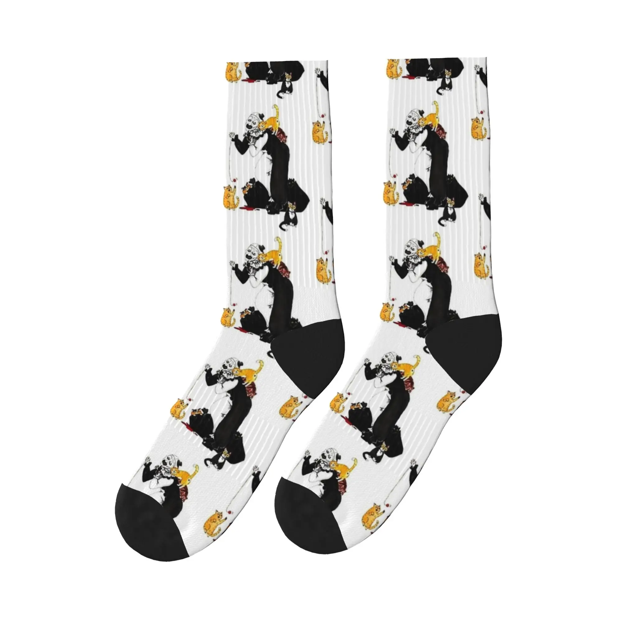 Terrifier e gatti divertenti calze di Halloween donna uomo calzini morbidi calzini moda inverno outdoor antiscivolo calzini personalizzati regalo