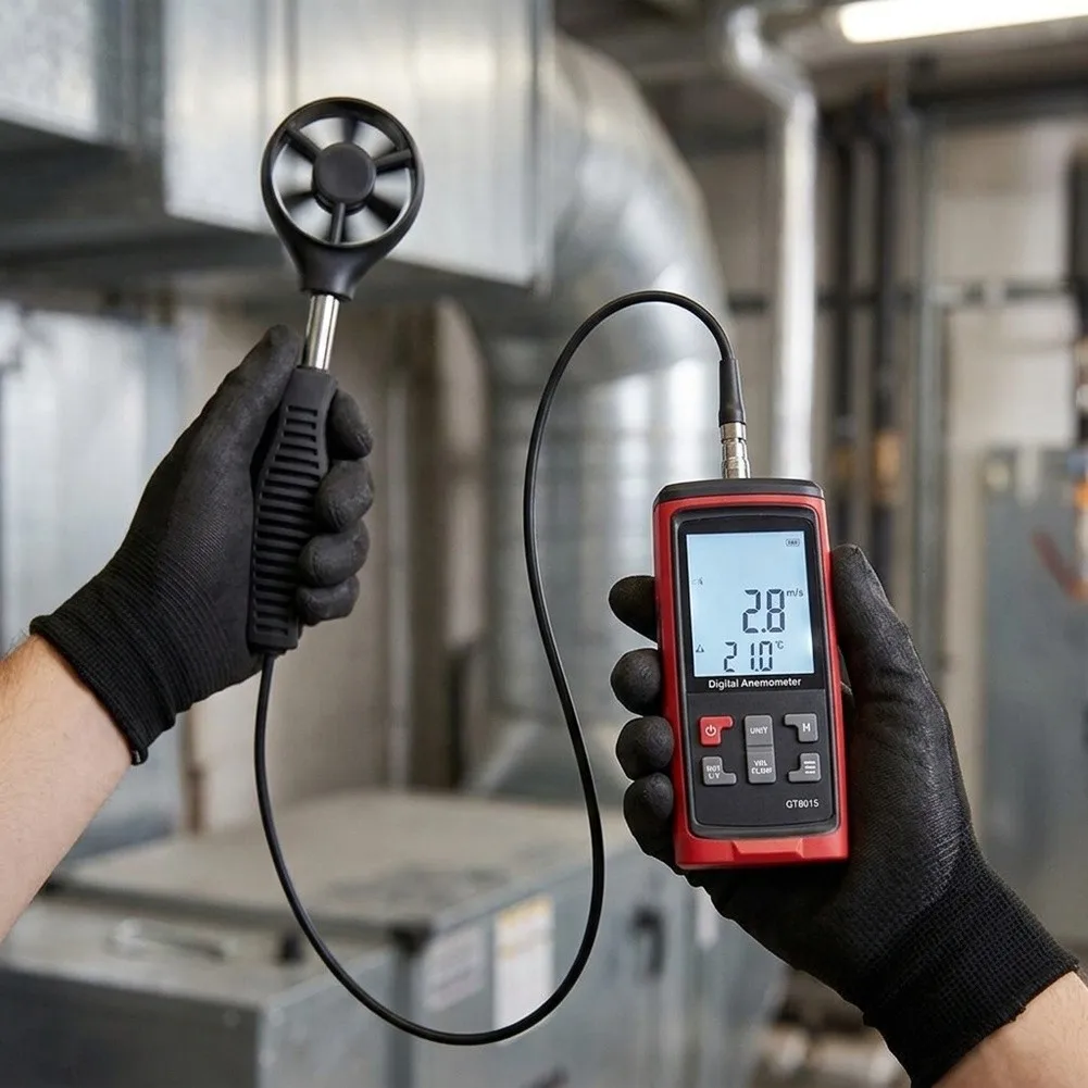 Digital Airflow Meter GT8915 Supporting m/s km/h ft/min knots Units with Backlit Display and Ergonomic Handheld Design