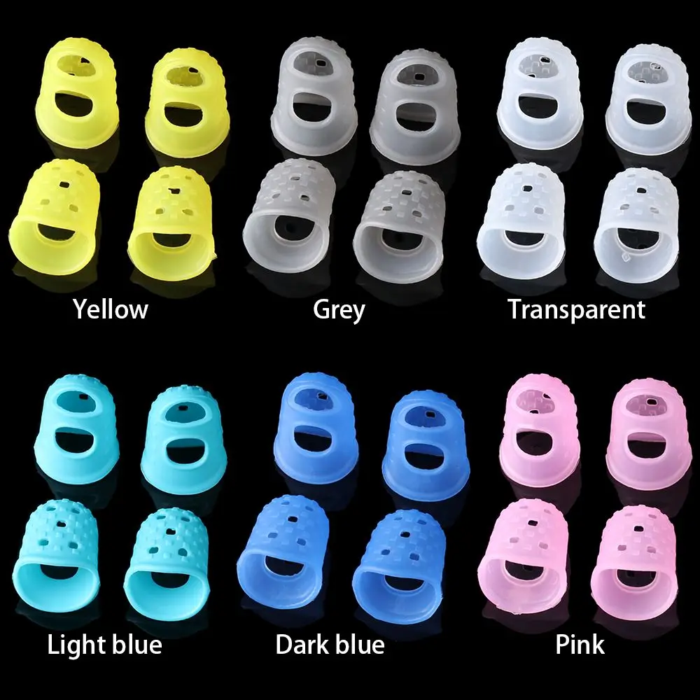 Protectores de dedos de silicona antideslizantes, protección de la punta del dedo de la guitarra, accesorios de prensa para ukelele, 6 colores