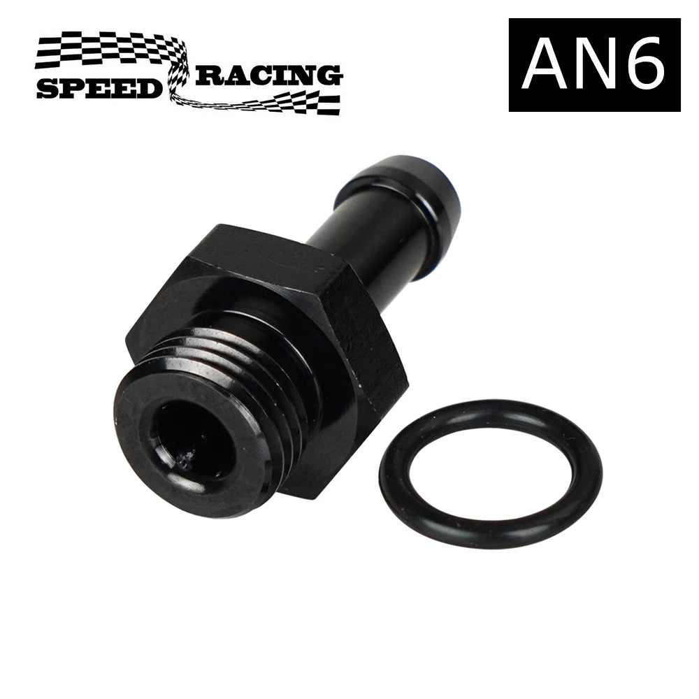 Aluminum Oil Line Fittings AN6 Male to 5/16 Hose Barb Fitting 6AN O-ring Seal Fuel Line Adapter with ORB Washer Black Anodized