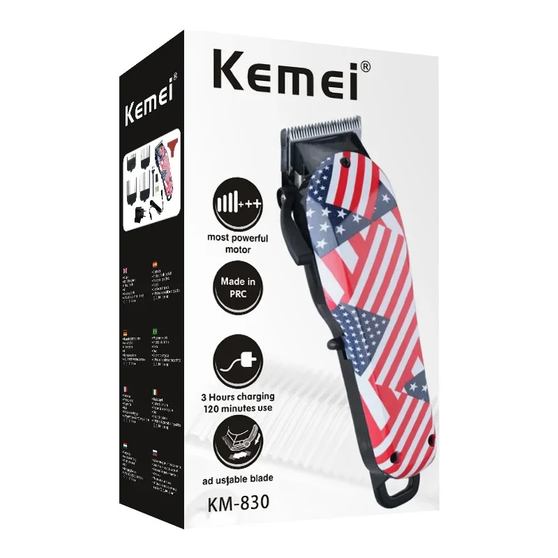 Kemei-プロの充電式電動バリカン,110-240V,ヘアカットとあごひげ用,デュアルユース,スタイリングツール