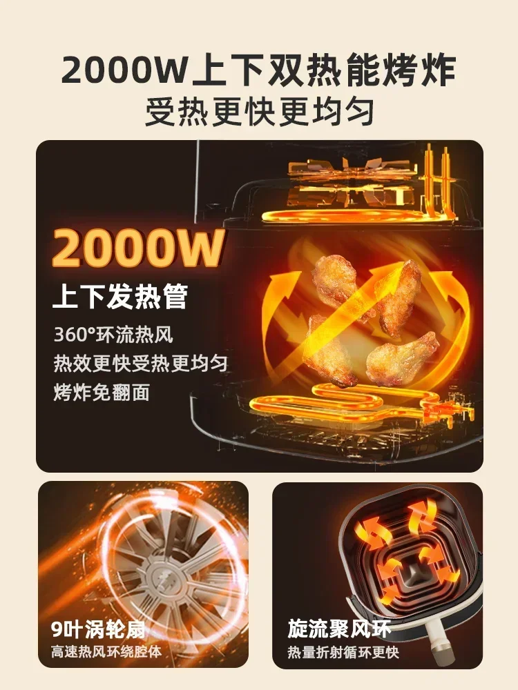 Friteuse à air multifonctionnelle tout-en-un, four de grande capacité, cuit uniformément, visuel domestique, nouveau