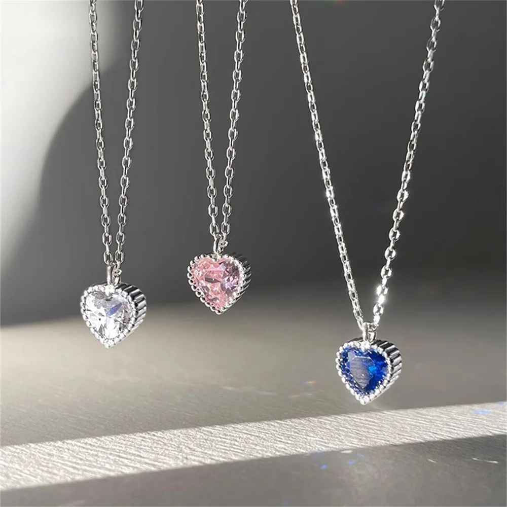 

Korean S925 Collar - INS Summer, Heart Zircon Color Sparkle Sweet Niche