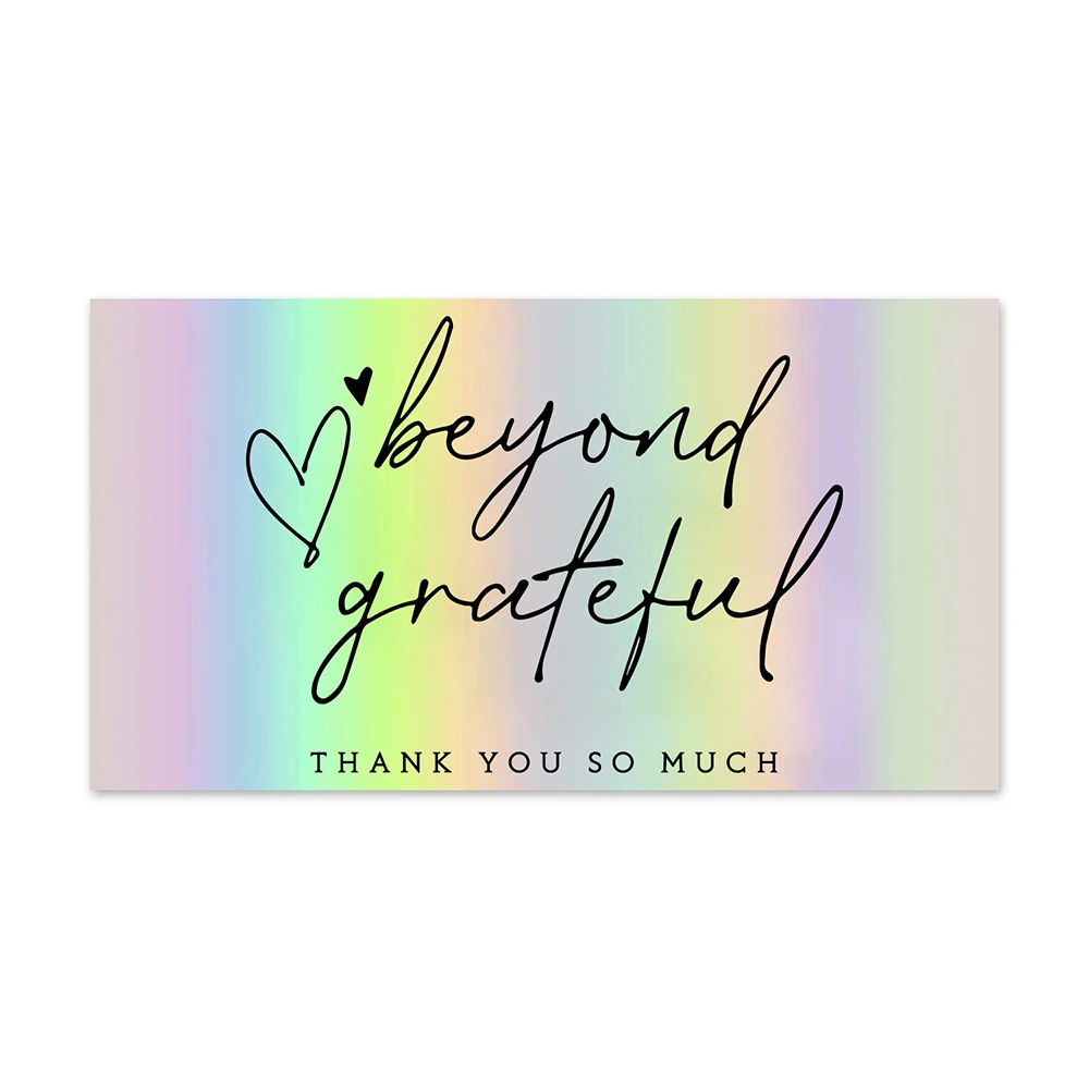 10-50pcs Rainbow Laser Thank You Cards Small Business Decor Card For Wedding,Baby Shower,Birthday Gift, Flower Shop Note Card