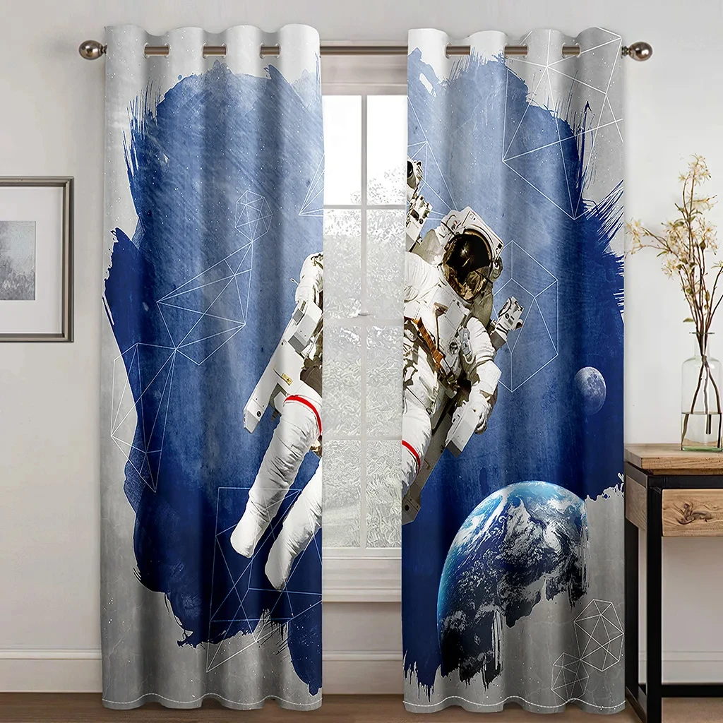 

Cute Astronaut High Shading Curtain Machine Robot Pattern Children's Blackout Window Curtains for Living Room Drape Hot Selling