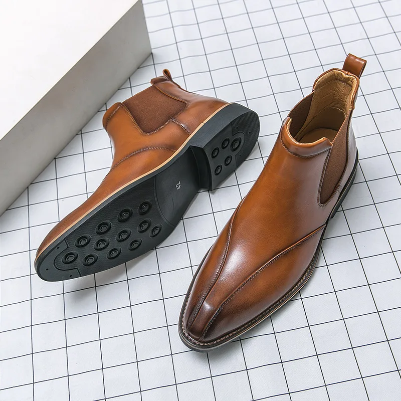 

2024 Autumn Winter Boots For Men High Quality Comfortable Warmed Men's Dress Shoes New High Top Slip-on Leather Casual Shoes Men