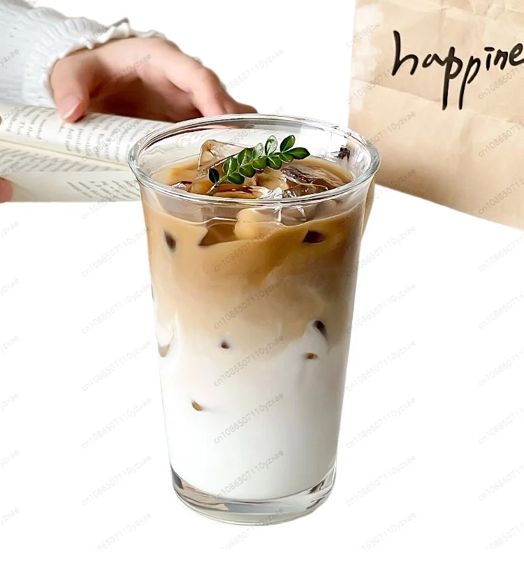 كوب زجاجي بسيط للقهوة والعصير، كوب مشروبات باردة شفاف بمقبض، مجموعة أدوات مطبخ بسيطة