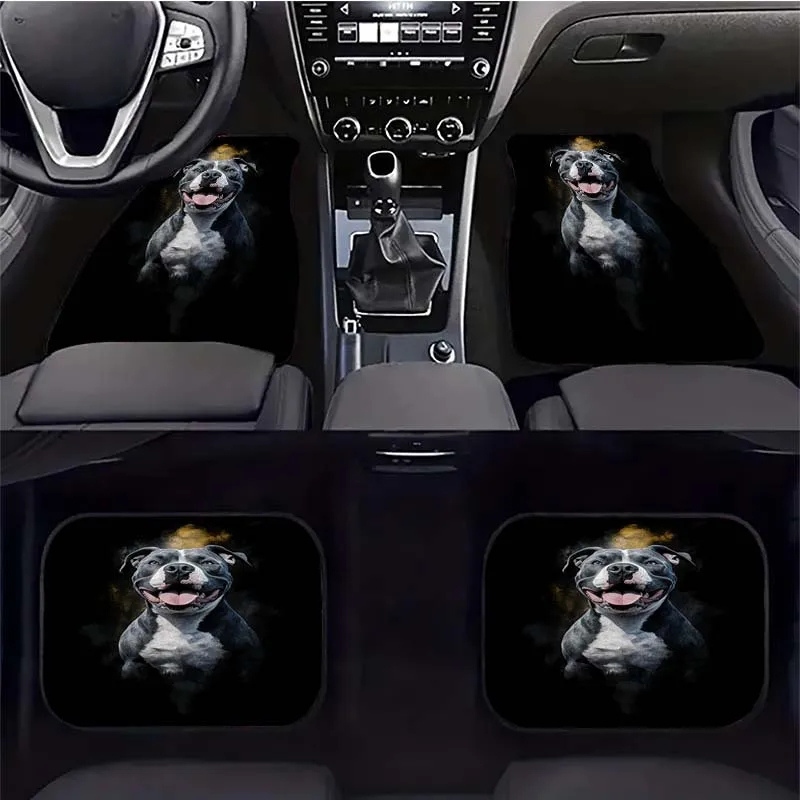 Alfombrillas para coche, 1 pieza/2 piezas/4 piezas, alfombrillas con estampado de perro, estampado digital de American Pit Bull Terrier, alfombrillas universales para interior de coche para todas las estaciones