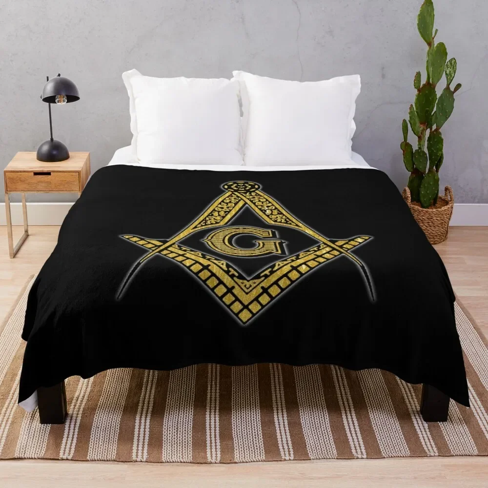 

Freemason (Black & Gold) Throw Blanket Bed linens Summer Blankets