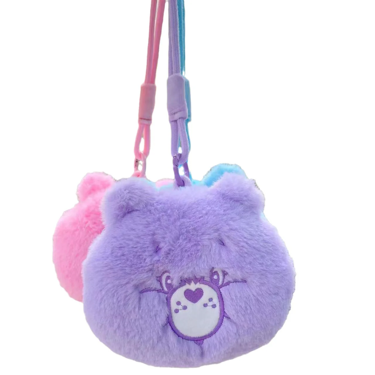 Cute Carebear Wrist Coin Purse, Colorful Bear Plush Pendant, Student Wallet, Headphone Storage Bag, Children\'s Gift