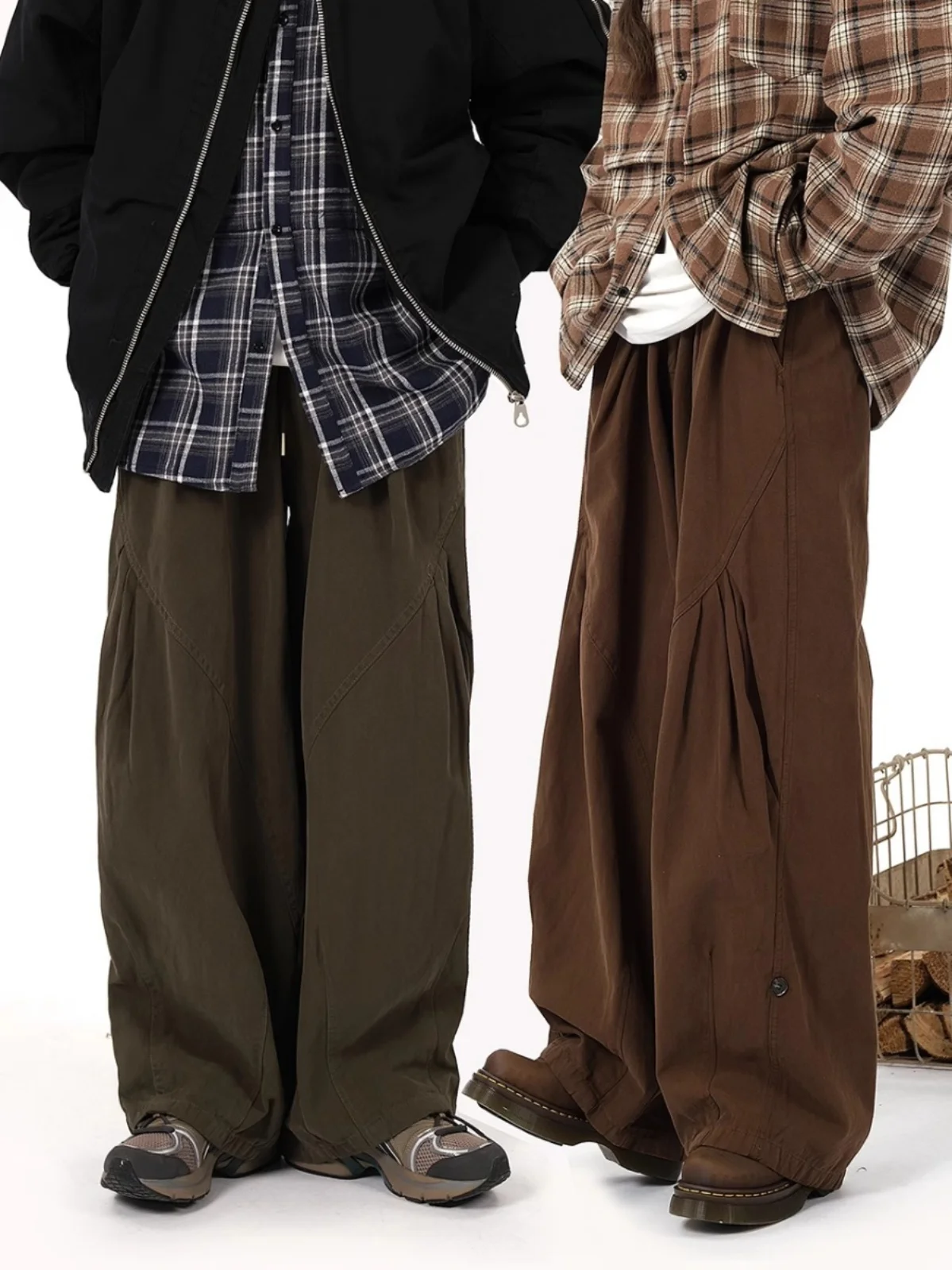 

Retro Work Pants Men's Women's Casual Wide Leg Spring Autumn Loose Fit Straight Leg Versatile Long Pants Youthful Energy Sle