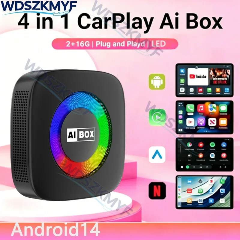 

Car Video Smart Box New Wireless CarPlay Android Colorful Smart AI Box For Youtube Netflix for Phone Android For Mazda Hyundai