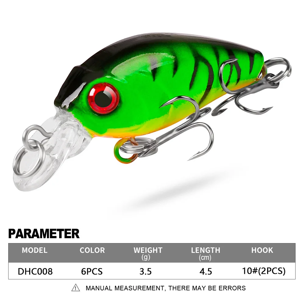 

PROBEROS 1pcs Fishing Lure 3.5g 4.5cm Hard Artificial Swimbait Lure 6 Color Crankbait Fish Bait #10 Treble hook Minnow dhc008