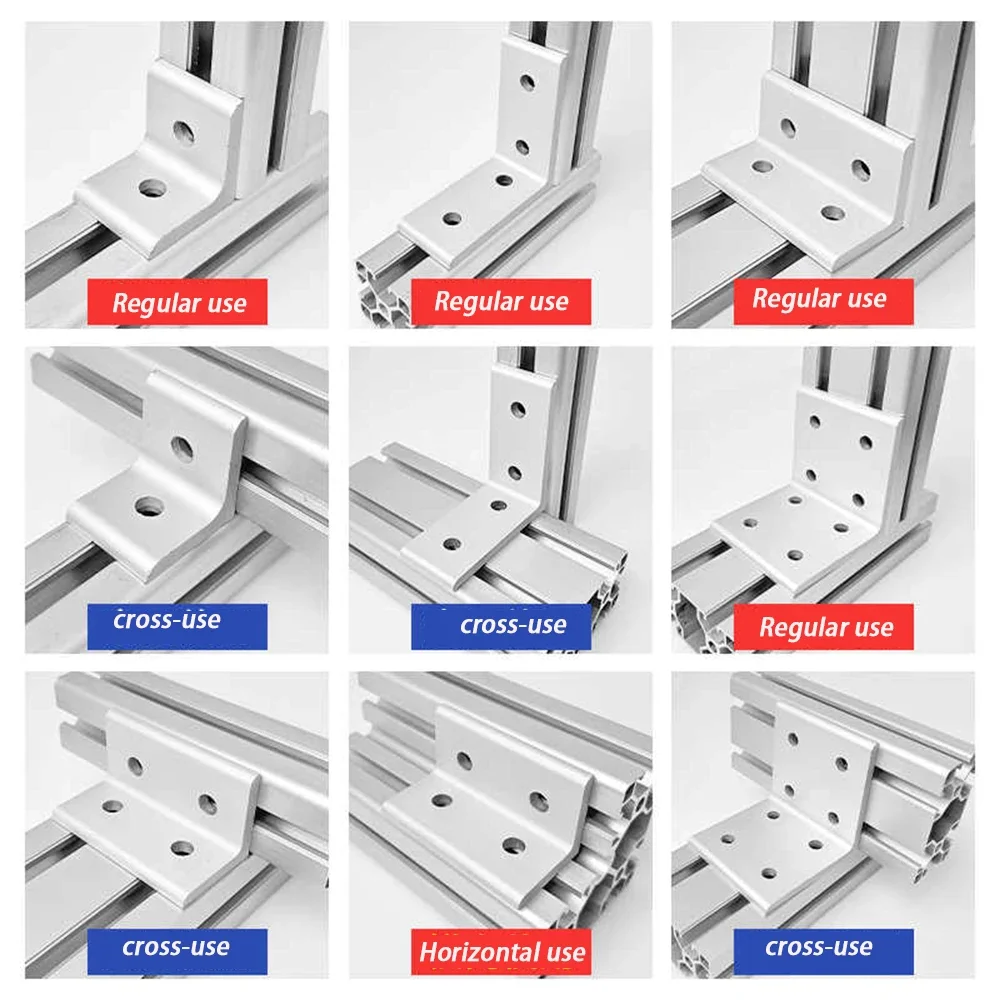 1Pcs 1515 2020 2525 2040 4545 Aluminum Profile 2/4 Hole L Shape Inside Corner Bracket 90 Degree Angle Corner Bracket Connector