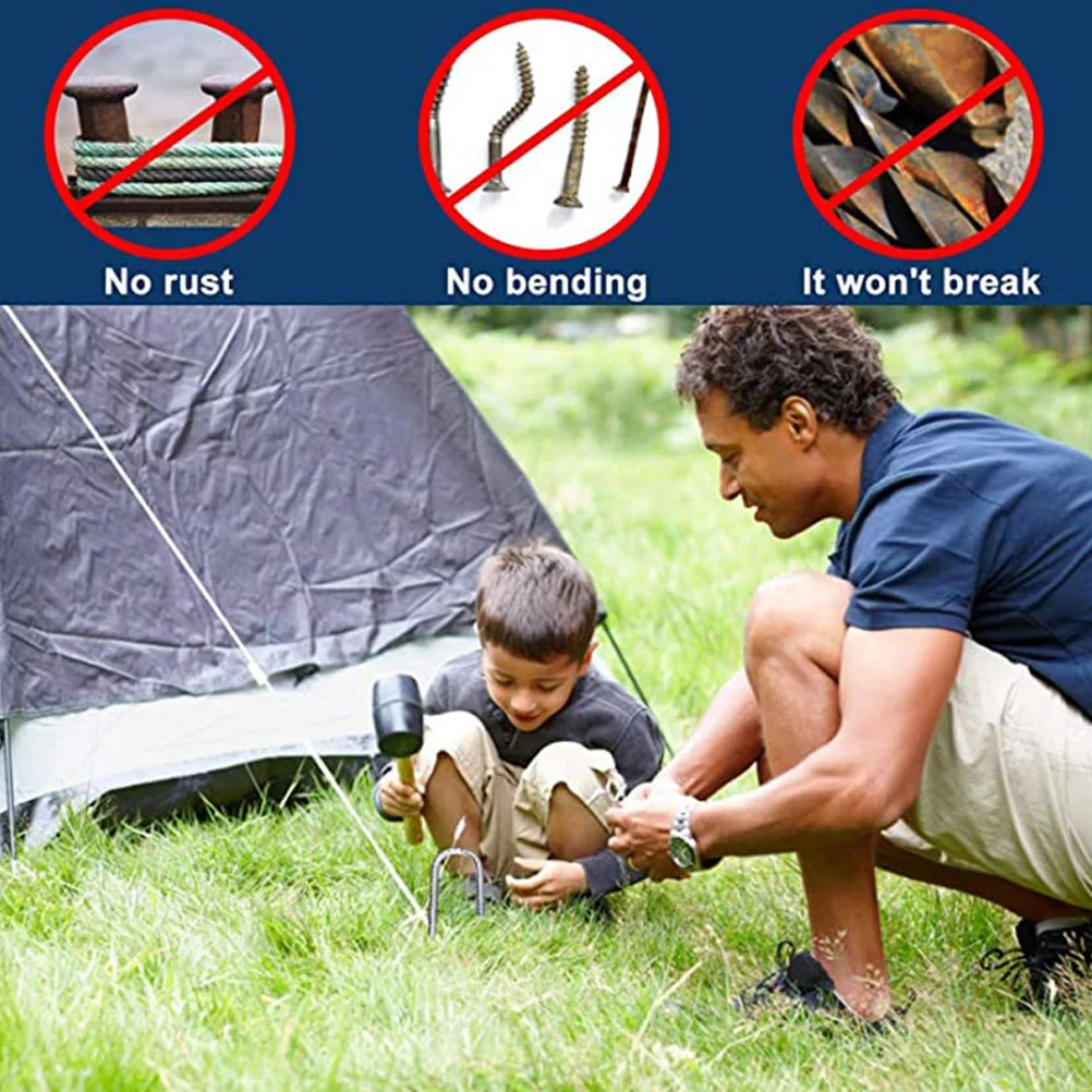 Gardening Nails Ground Anchors for Trampoline Heavy Duty Rebar Stakes J Hook Tent Tarp Steel Trampolines Wind Camping