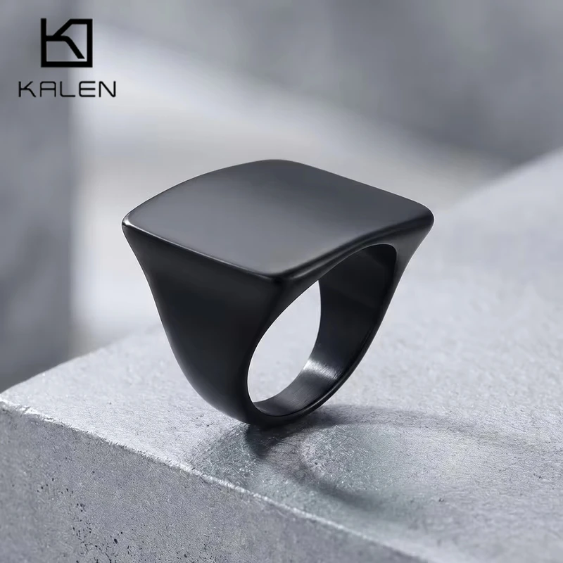 Kalen Großer Edelstahl Herrenring Punk Damen Fingerringe Quadratische Ringe Trendiger Schmuck Rock Glänzendes Accessoire Geschenke