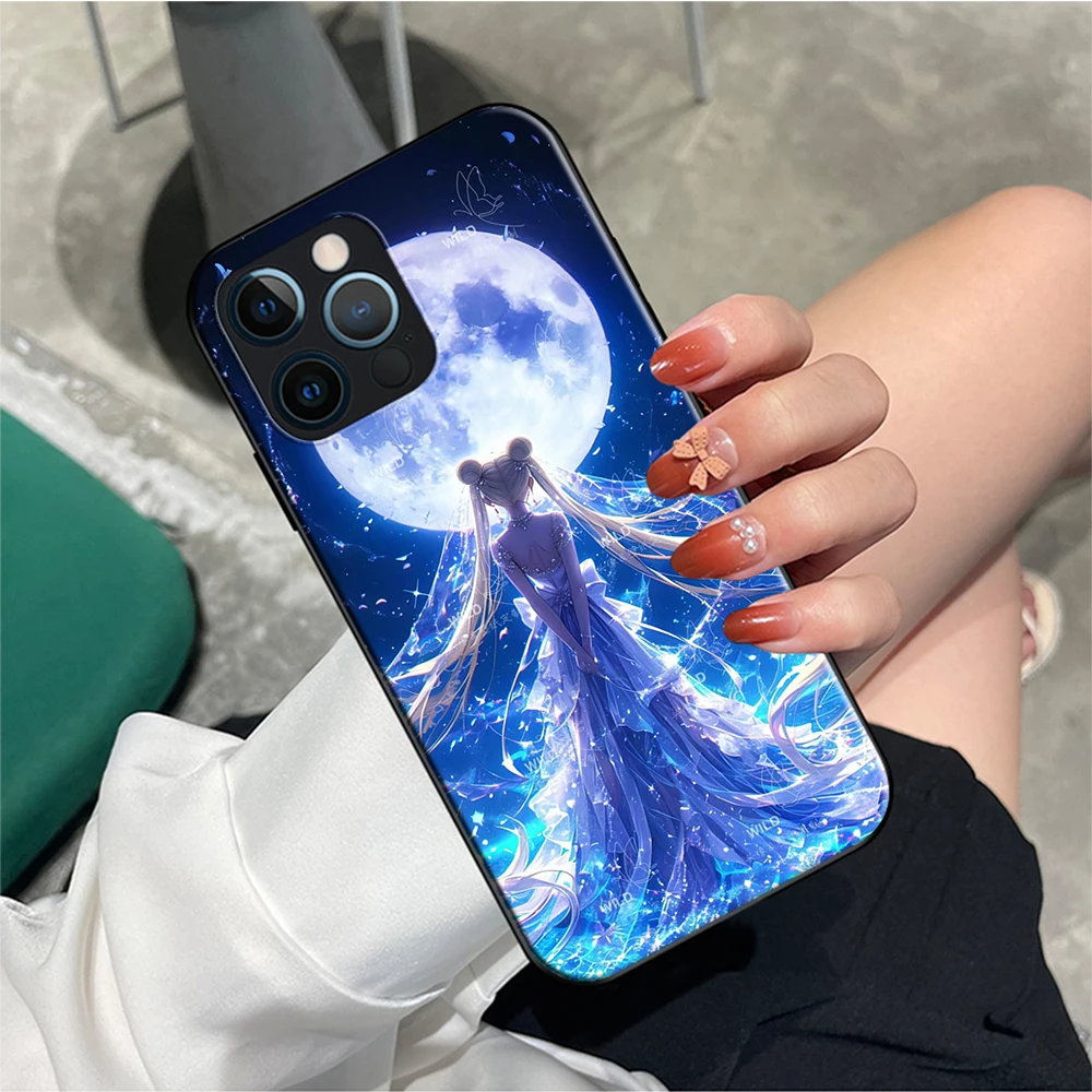 Phone Cover for iPhone 12 11 X XS XR Pro Max 6 6s Plus SE New Case Y-69 S-Sailors Anime Moons