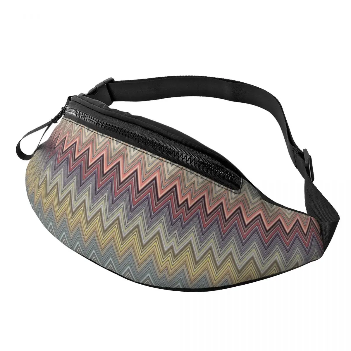 Zig Zag-riñonera informal para hombre y mujer, bolso de cintura cruzado bohemio de camuflaje para ciclismo, Camping, teléfono y Dinero