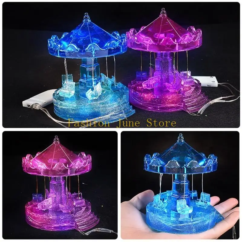 

N5KA Whirligig Silicone Mold Carousel Resin Mold for Epoxy Casting,Merry-go-roud Mold Supplies for DIY Crafts Car Accessories