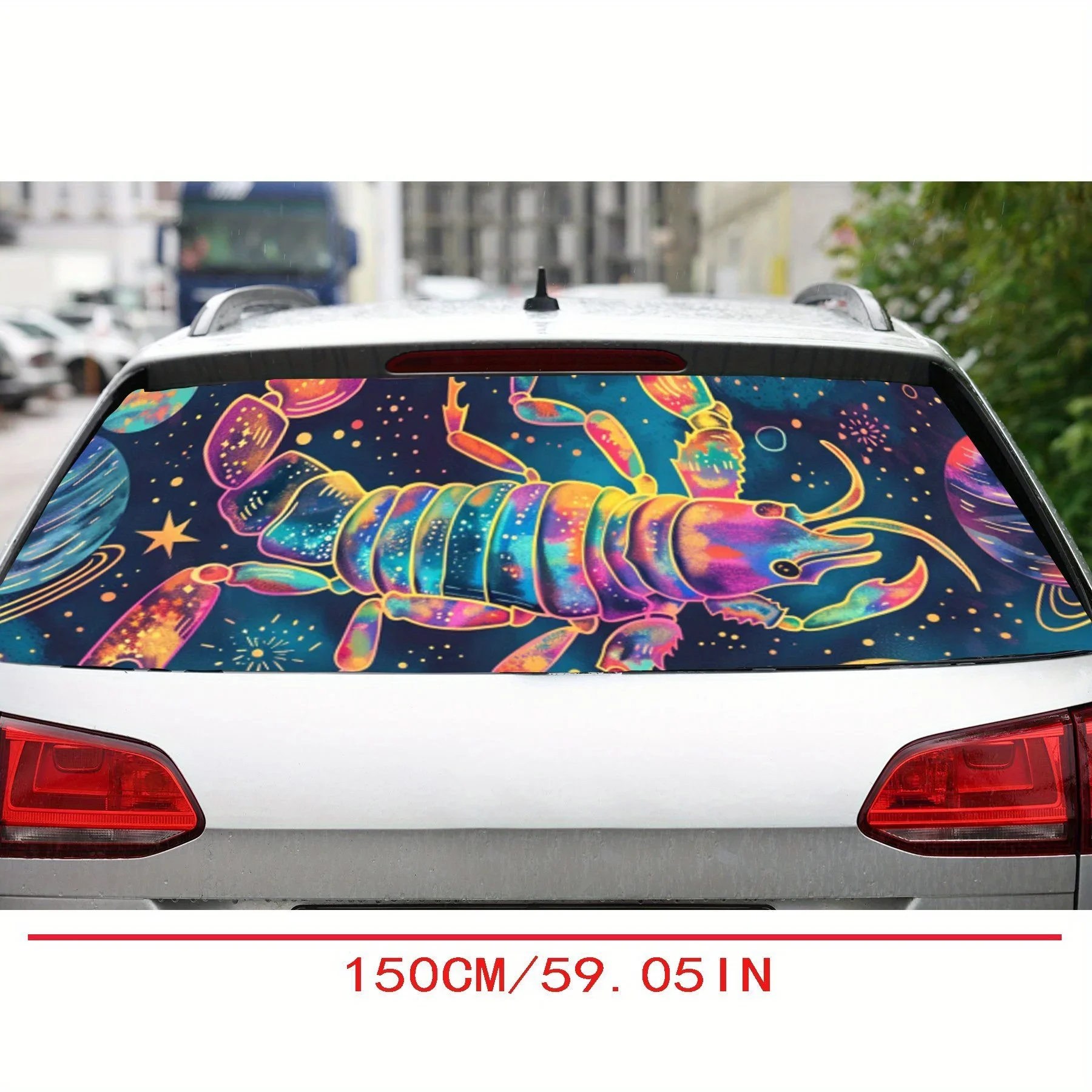 Galactic Fantasy Scorpion Print Car Rear Windshield Sticker Truck Window See Through Perforated Back Window Vinyl Wrap Decal Sel