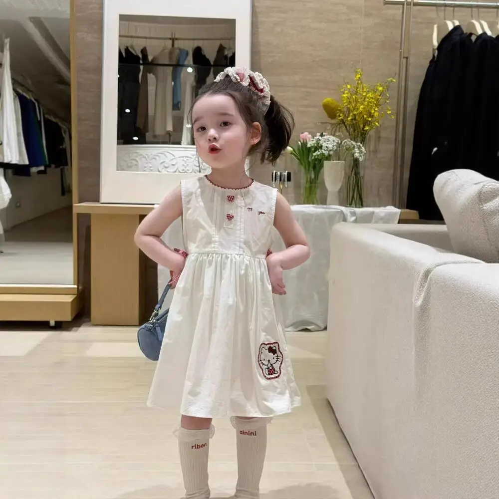 

Sanrio Hello Kitty Children's Skirt 2026 Summer New Style Girls Korean Version Cute Sleeveless Cotton Dress Thin Daily Casual