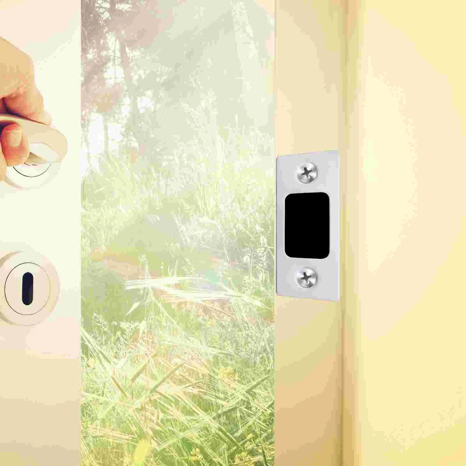 

2 Pcs Stainless Steel Plate Door Lock Strike Plates Striker Deadbolt Covers Front Reinforcement Kit Frame Repair Hole
