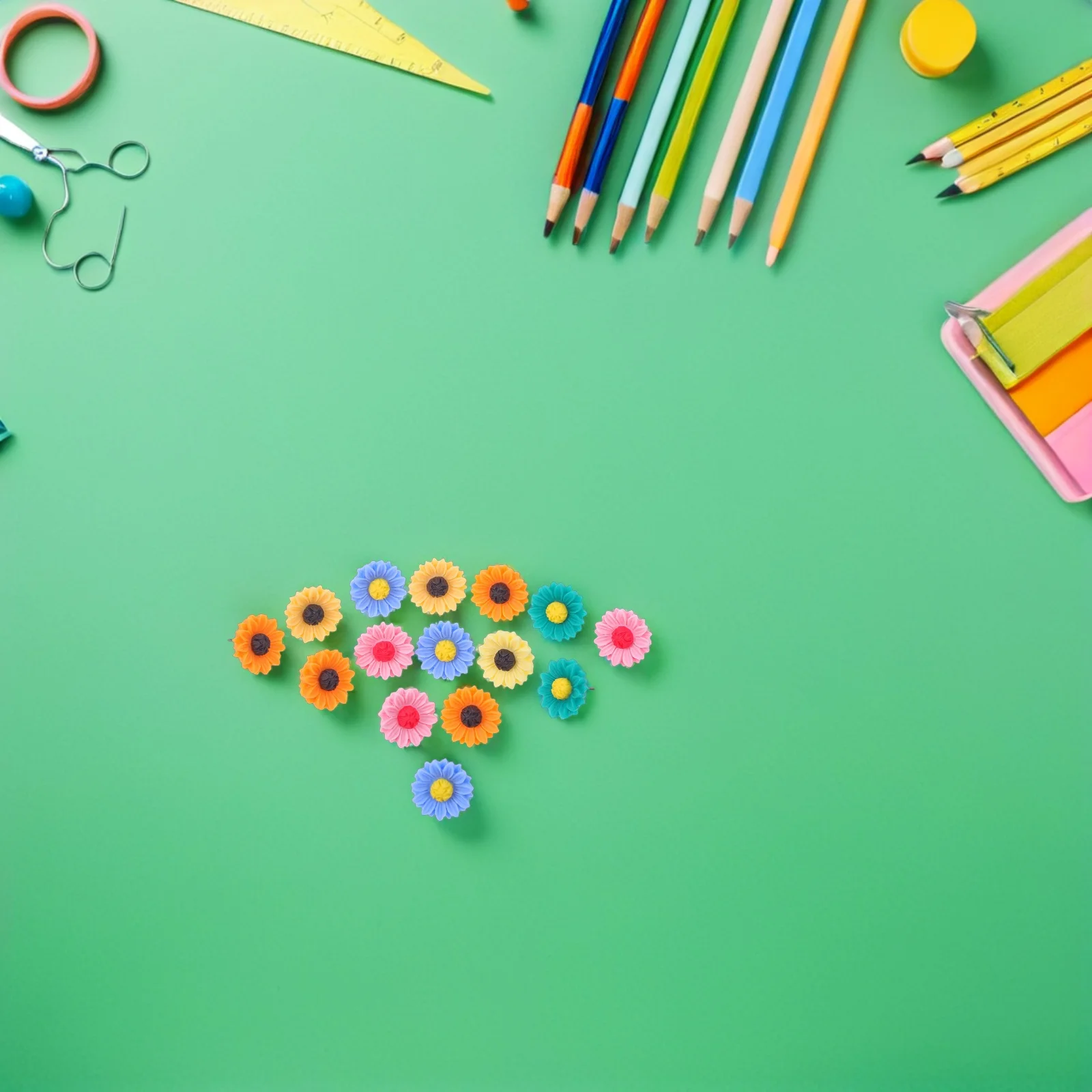 

40Pcs Sunflower Pushpins Decorative Resin Flower Thumbtacks Vibrant Colors for Cork Board Bulletin Wall Organization Home Office