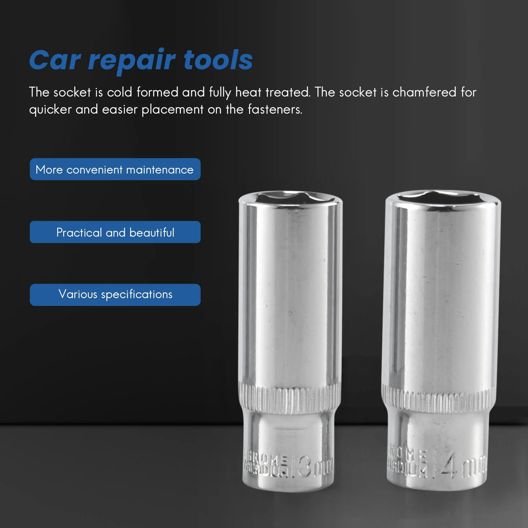 11 pcs 1/4 inch Drive Deep Socket Set Hand Tools 6 Point Long Socket Hex Repair