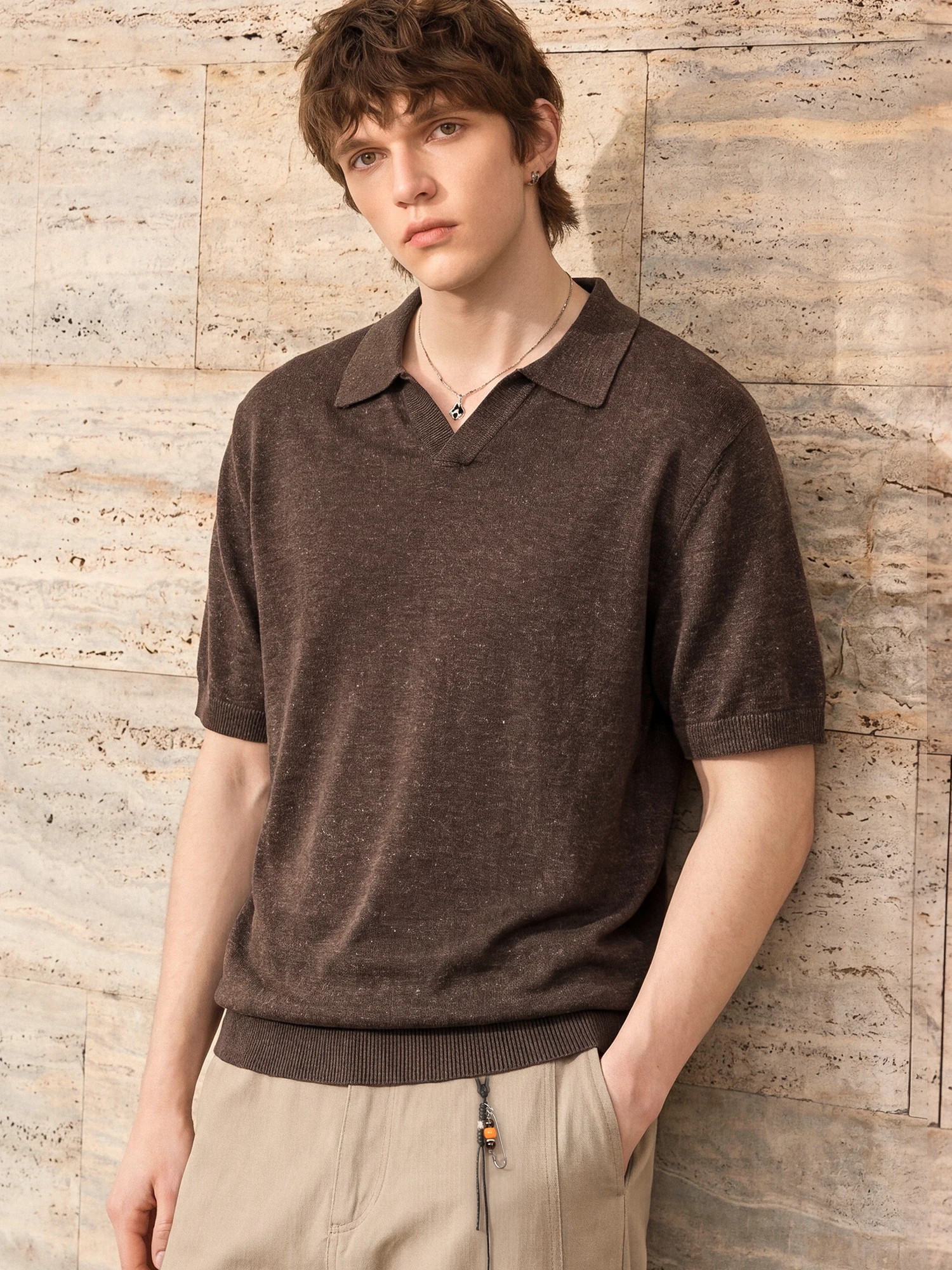 Linen Blend Men's Short Sleeve  Shirt Breathable Loose Fit Summer T-Shirt Inner Wear Base Layer Shirt Casual Style