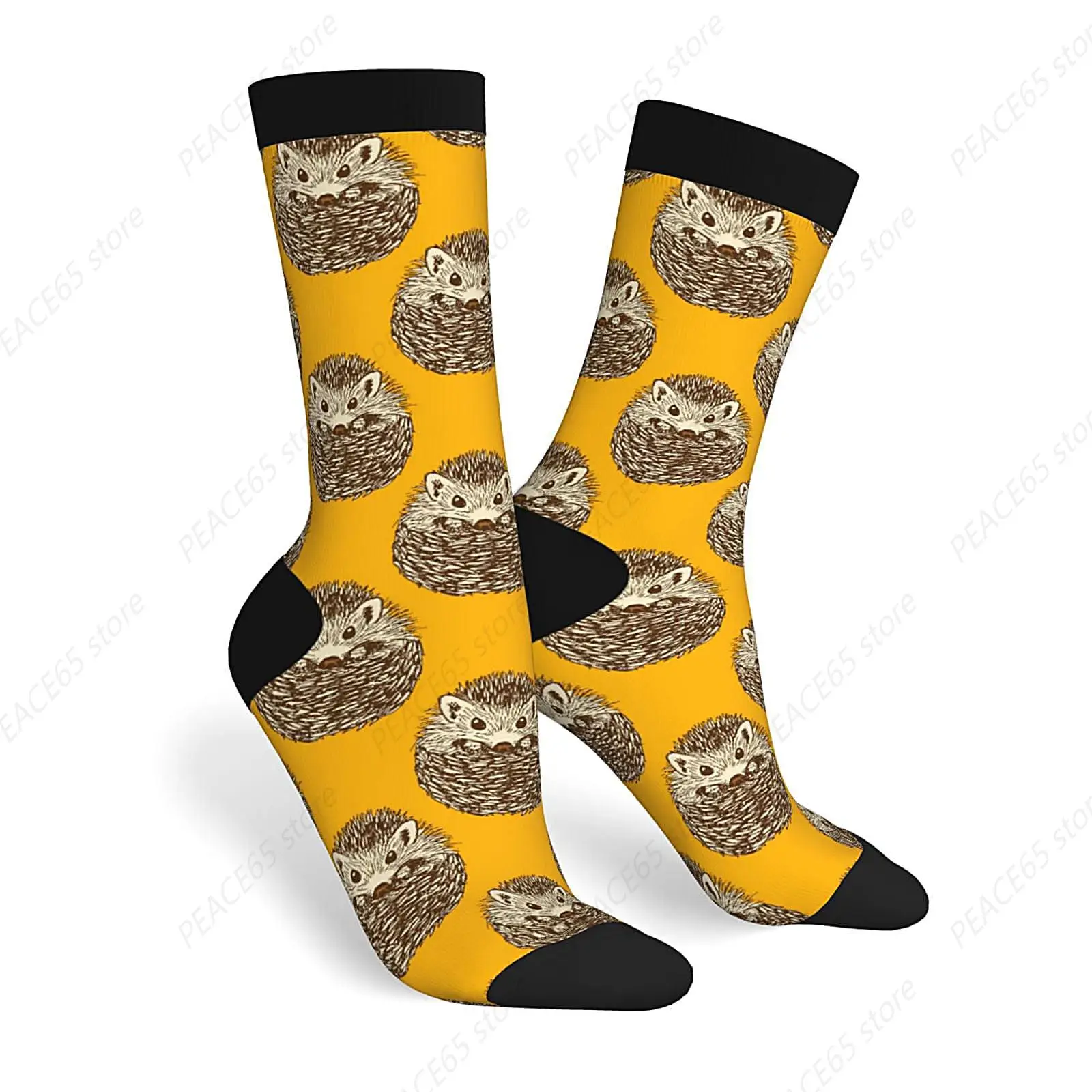 Cute Hedgehog Novelty Socks For Men Women, Funny Crazy Crew Socks Casual Dress Socks Gifts