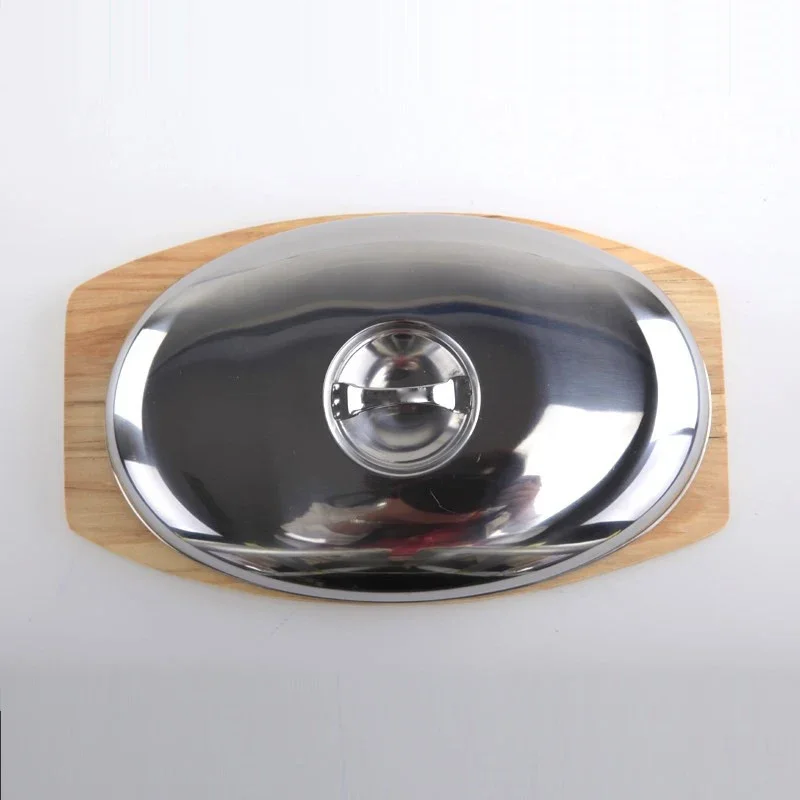 oval stainless steel Western restaurant thick round sushi steak lid cover baking pan wok cap kitchenware food lid stove cover