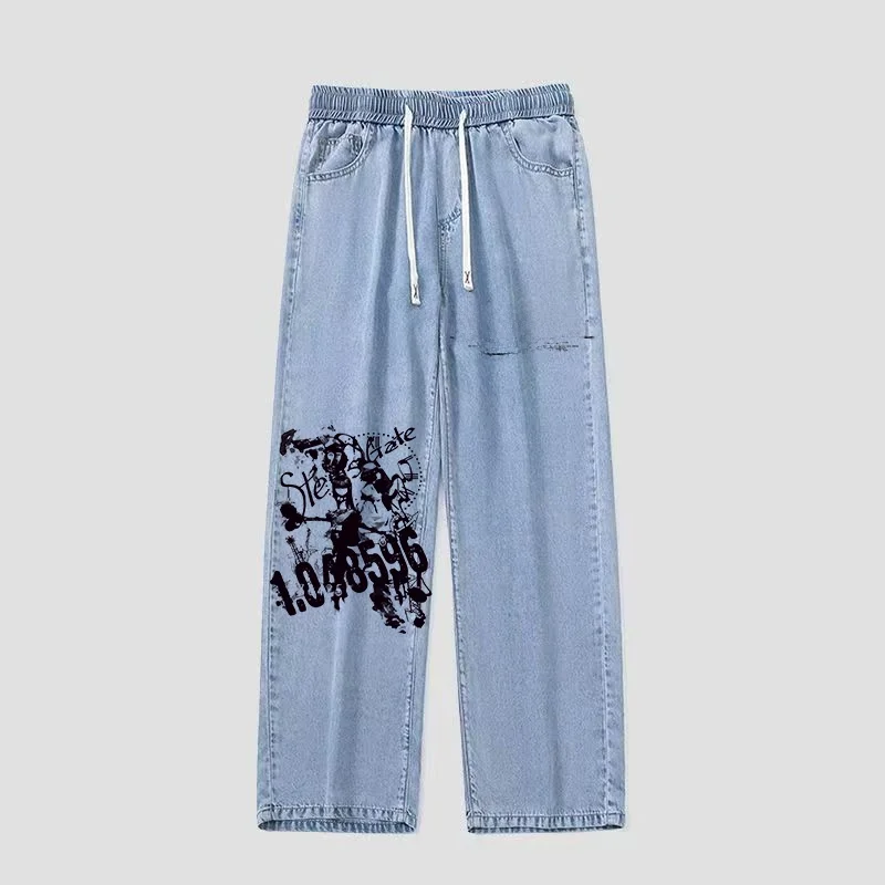 

Оригинальные джинсы с принтом аниме-персонажей Fate Stay Night, длинные брюки с мультяшными персонажами, свободный крой, молодежный стиль, Vitali Sle