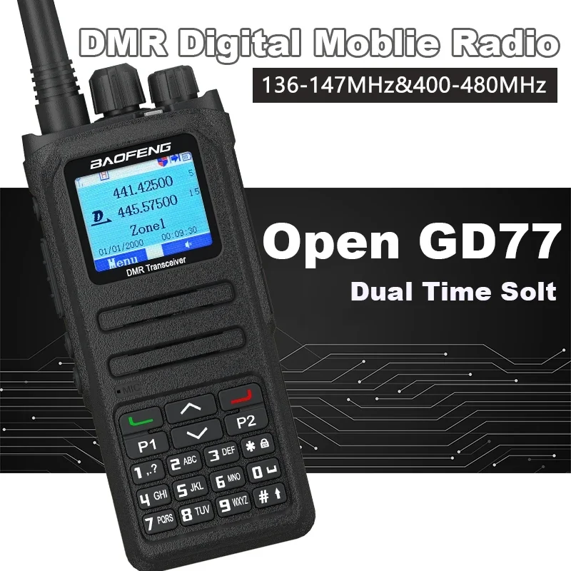 Updated DMR DM-1701A Open GD77 UHF VHF Walkie Talkie Baofeng DM-1701 Dual Mode Analog Dual Time Slot Tier 1+2 Ham Two Way Radio