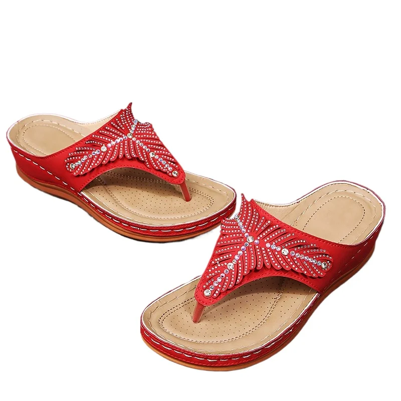 Sandalias de Plataforma con Pedrería, Estilo Verano 2026, Modernas y Populares, Talla Grande, Chanclas de Playa, Zapatos Mujer