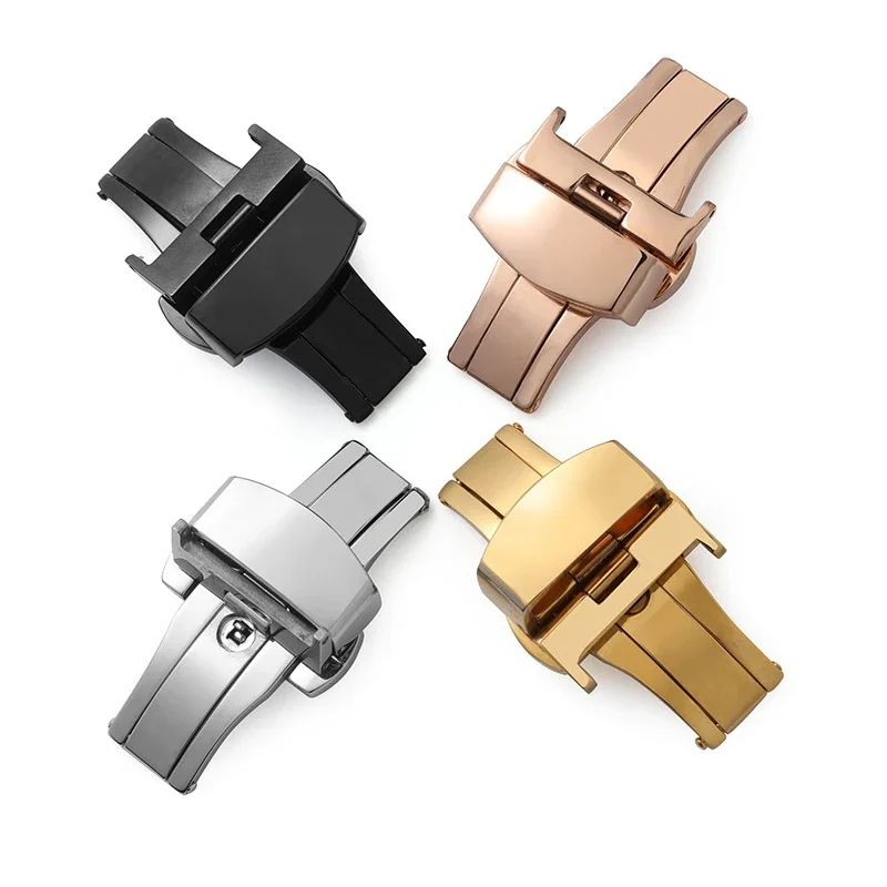 الفولاذ المقاوم للصدأ فراشة مشبك مصقول زر حزام (استيك) ساعة مشبك 10 12 14 16 18 مللي متر 20 مللي متر 22 مللي متر 24 مللي متر حزام ساعة المشبك اكسسوارات