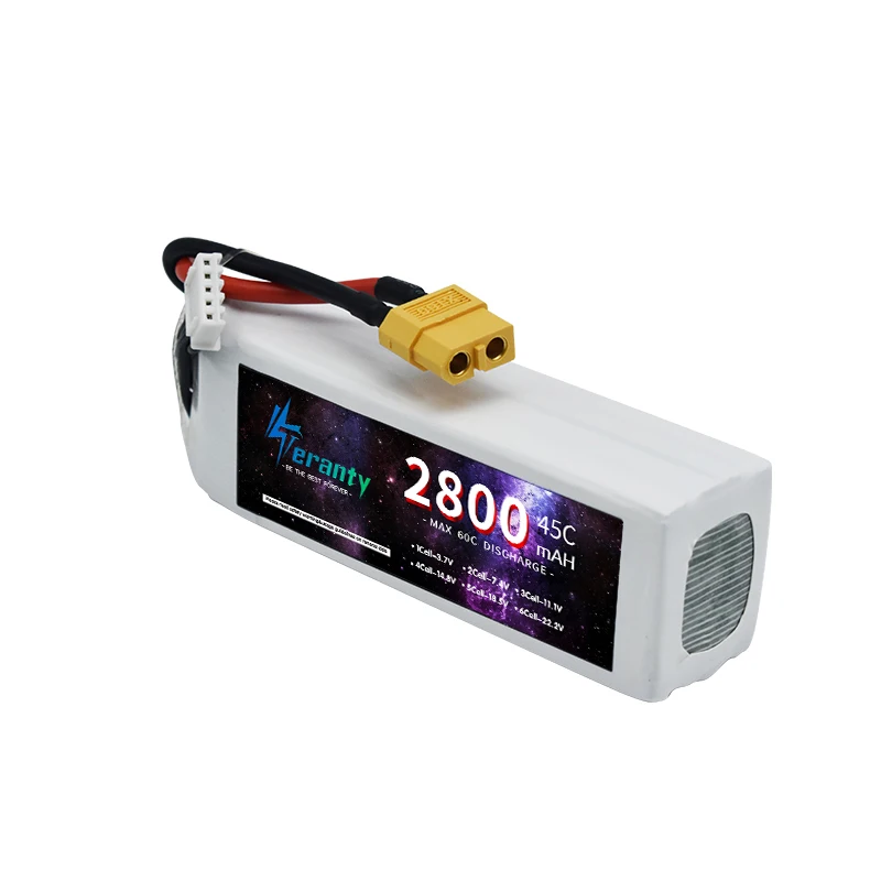 TERANTY-Batterie Lithium Polymère 4S, 14.8V, 2800mAh, Lipo, 45C, Voiture RC, Drone Racing Hobby, Rechargeable, Quadrirotor, Accessoires