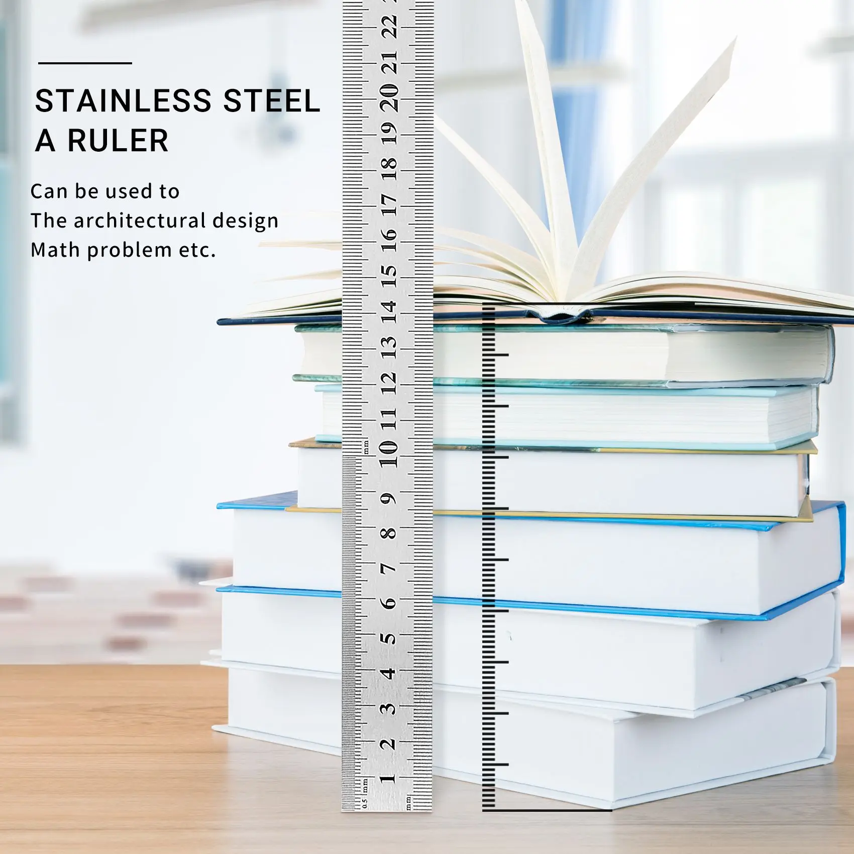 ไม้บรรทัดสแตนเลสขนาด50ซม. ร่องขวาไม้บรรทัดเมตริกสแตนเลส