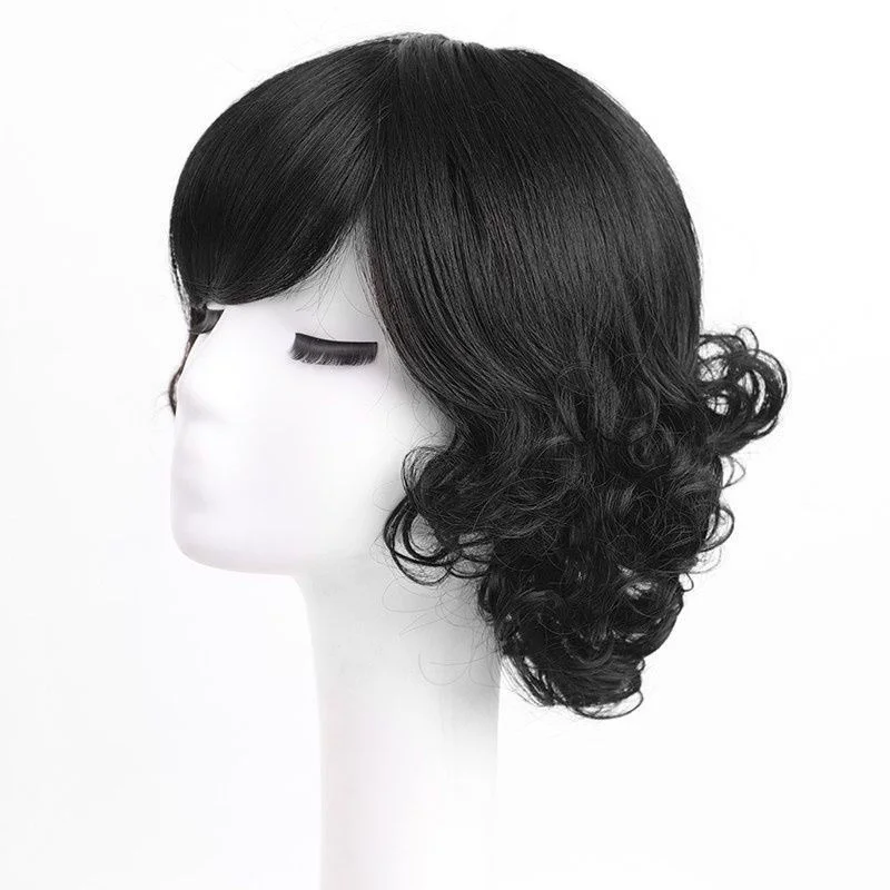 

Парик среднего и пожилого возраста, подарок ручной работы для мамы, женщины среднего возраста, вьющиеся волосы, натуральные пушистые, реалистичные, синтетические, круглый верх Sc