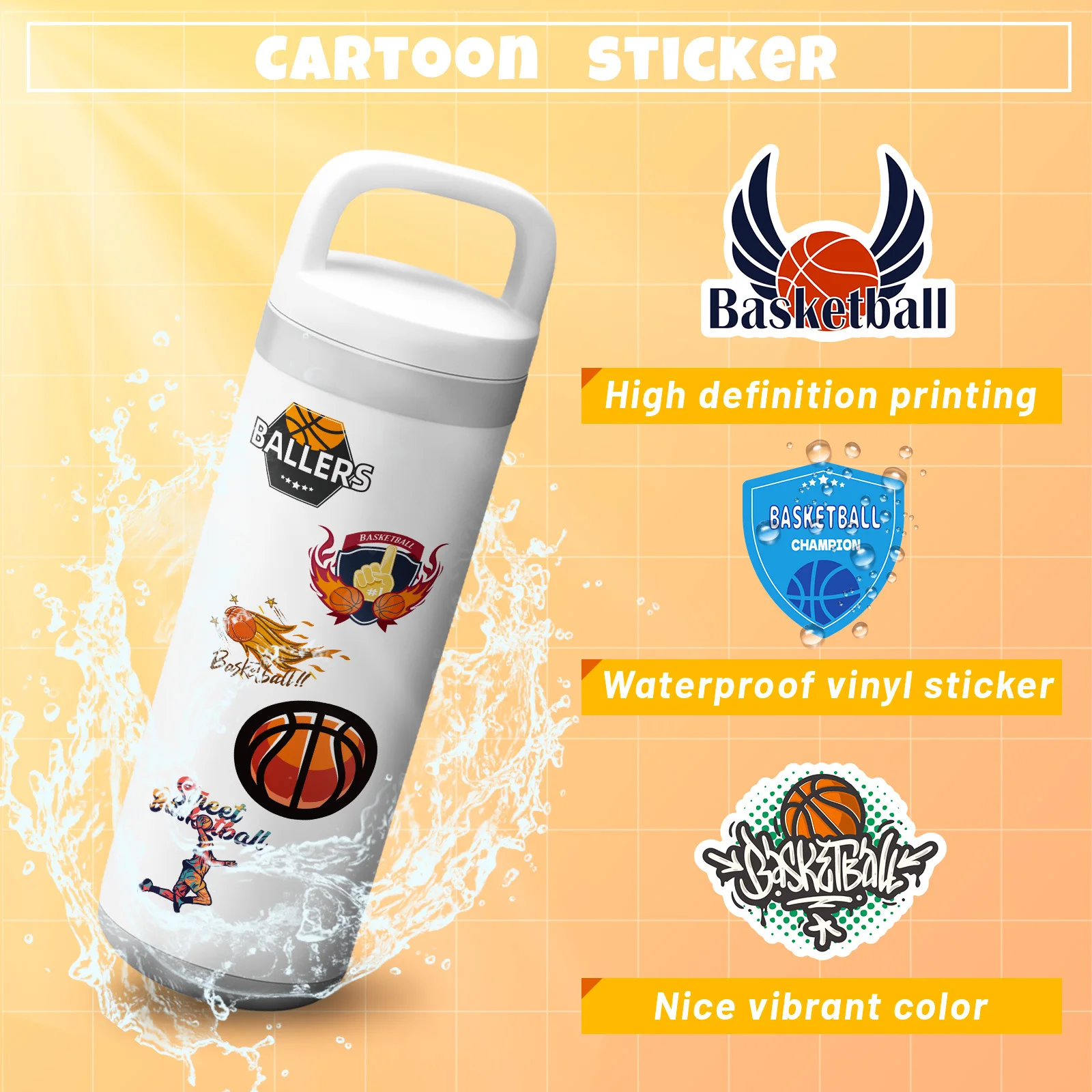 10/25/50pcs Basketball Fans Graffiti Stickers Sports for Waterproof Notebook Car Helmet Suitcase Phone Laptop Guitar