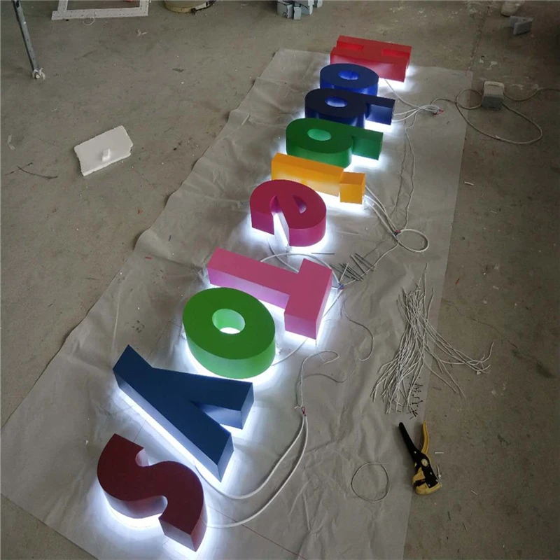 Custom Outdoor Stainless Steel Backlit LED Shop Signs, 3D metal Halolit LED letters reverse luminous shop sign