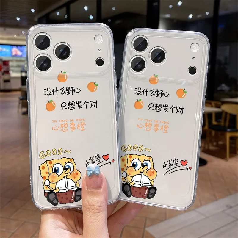 Anime Good S-SpongeBob May all your wishes come true Phone Case For iPhone 17 16 15 14 13 12 11 Pro Max Plus Shockproof Cover
