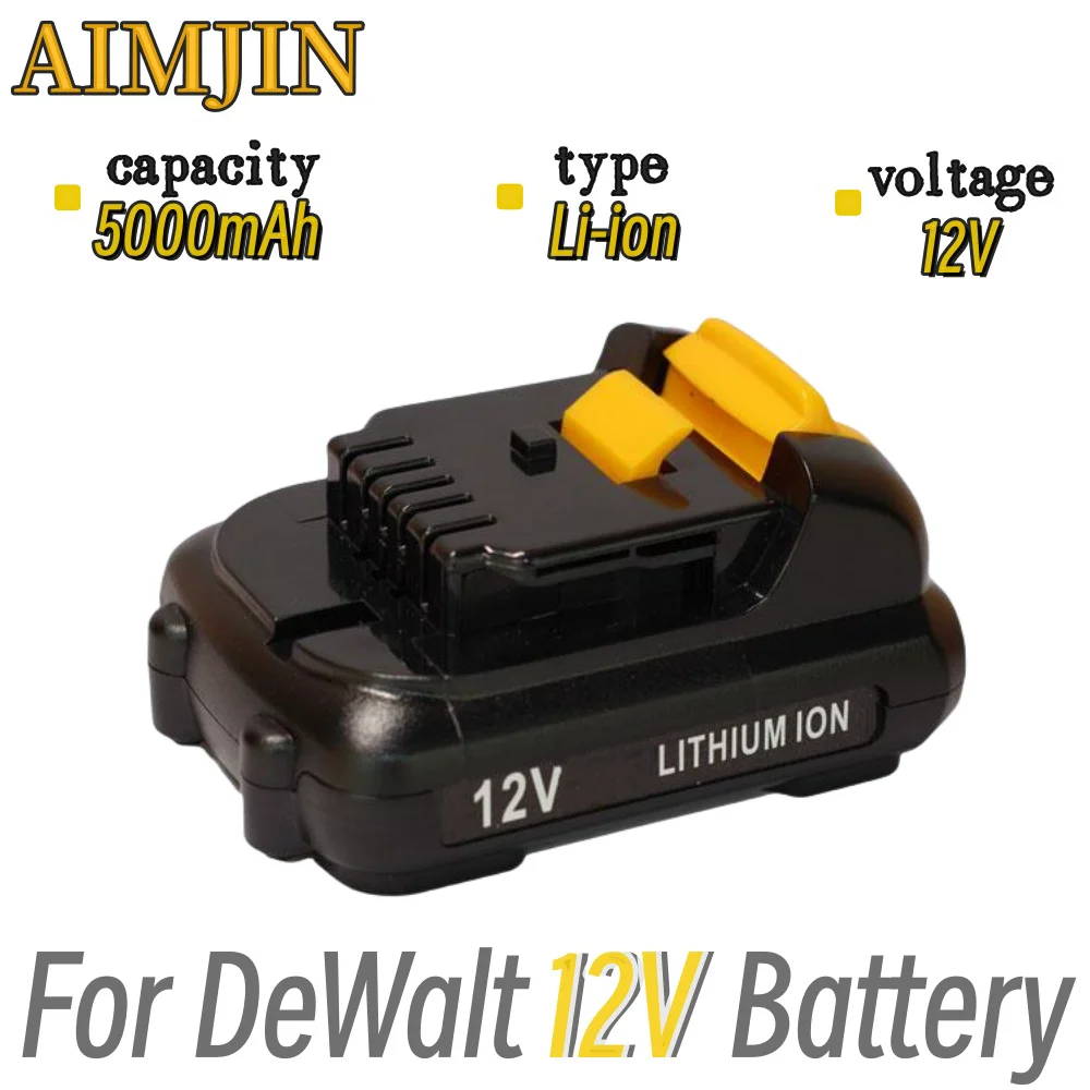 12V 5000mAh lithium-ion battery suitable for Dewalt cordless drill tool DCB120 DCB123 DCB127 DCB121 DCD710S2 DCF610S2 DCF805